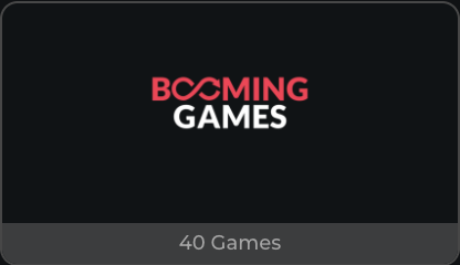 Wildies Online Casino UK - Booming Games slots, 40 games Booming Games logo with 40 games at Wildies Online Casino UK