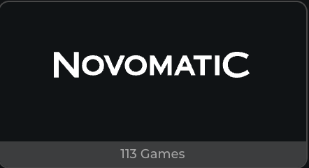 Wildies UK Online Casino Novomatic games - 113 games Novomatic logo with 113 games at Wildies UK Online Casino
